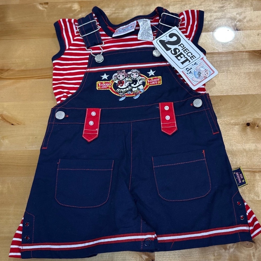Raggedy Ann & Andy Jumper Set Kids 12M Navy Red NWT Vintage Style Embroidered